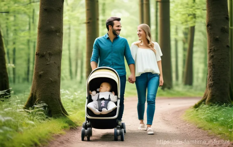 가족과 함께하는 스마트폰 사진 촬영 팁 - **Prompt:** A heartwarming family moment in a German park during the "golden hour." A young German f...